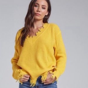 Yellow Raw Edge Sweater